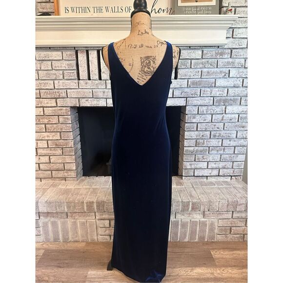 Vintage 90s Fashion Bug Velour Maxi Evening Dress Bolero Set Whimsy Blue Size 8 - Picture 12 of 16